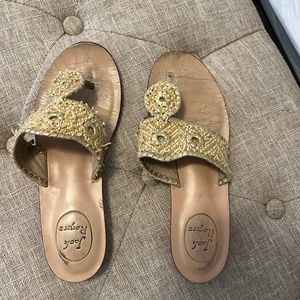 Jack Rogers woven- nude and gold colored- size 7